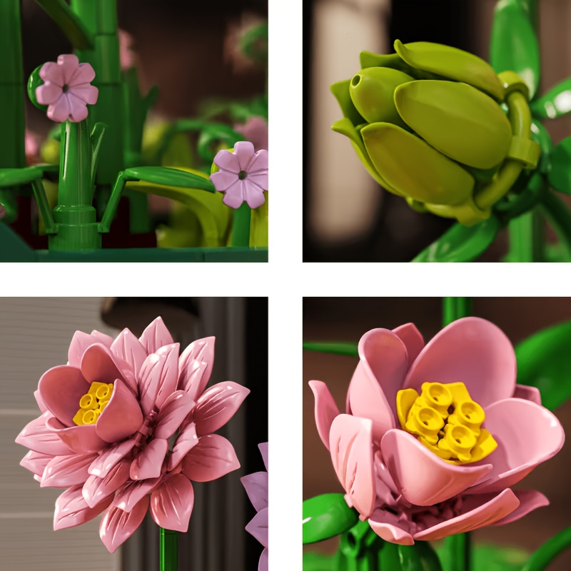 Creative Dahlia Potted Plant Building Block Set